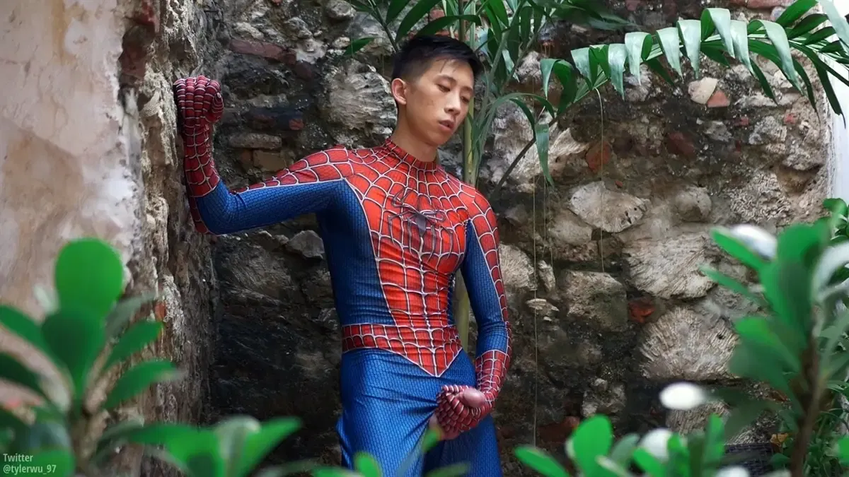 Tyler Wu Jerks Off In A Spider Man Suit Gay Porn By Redixxmen