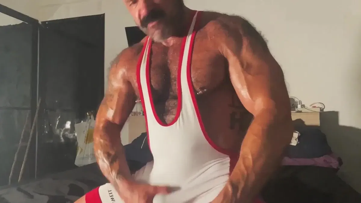 Rogan Richards Jerks Off In A Wrestling Suit