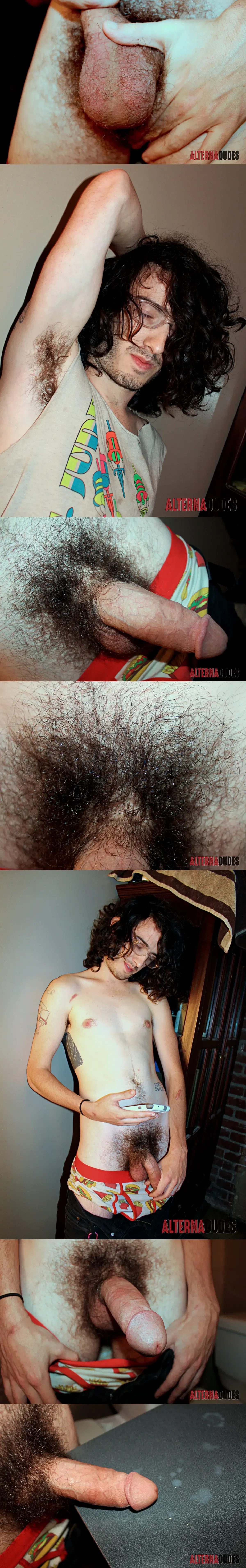 Hairy Dude Smears The Kitchen Counter With Cum