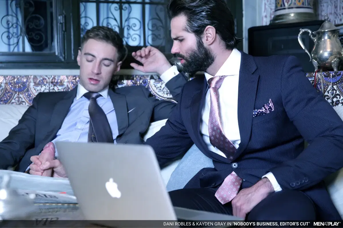 Suited Businessmen Dani Robles & Kayden Gray Do It 1