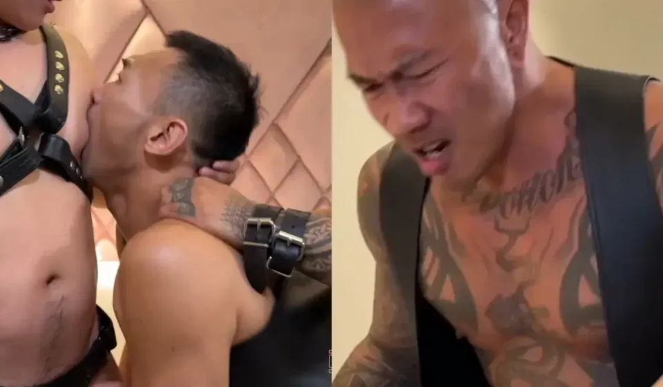 Asian Leather Foursome With Damian Dragon Gay Porn