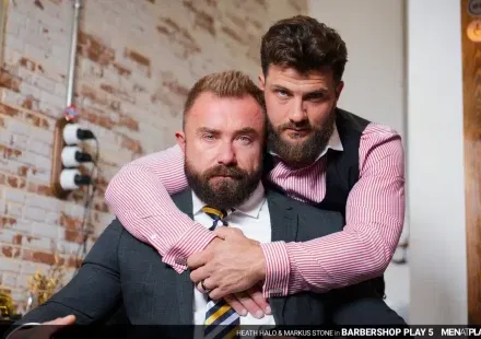 Barber Heath Halo Serves Markus Stone In Heat In Suits Gay Porn