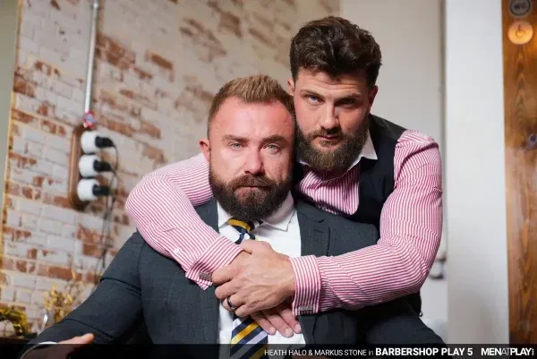 Barber Heath Halo Serves Markus Stone In Heat In Suits Gay Porn