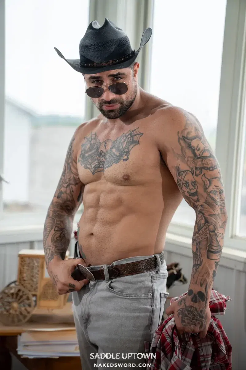 Saddle Uptown: Horny Gay Cowboys Ryan Bones & Theo Dore Do It Gay Porn 1