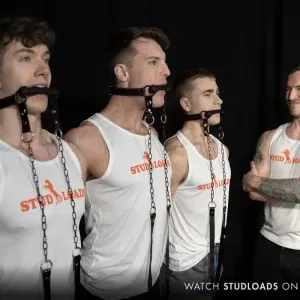 Stable Master Derek Kage vs Finn August, Flynn Fenix, & Ryan Rush Gay Porn