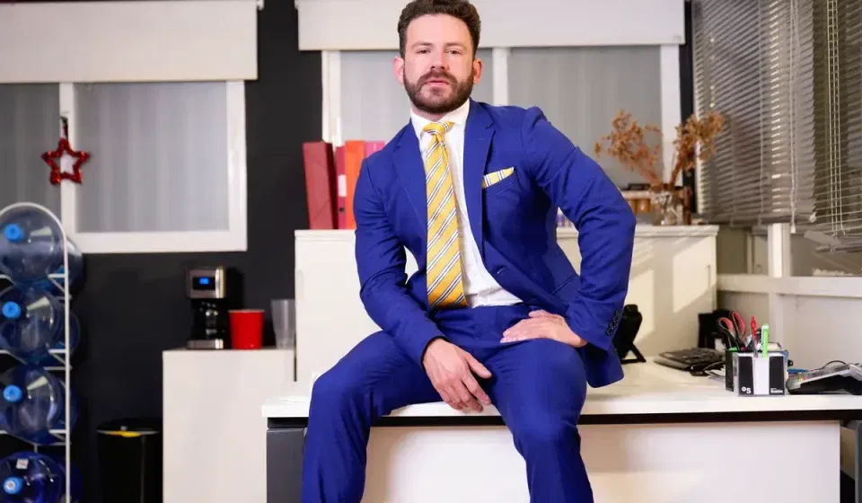 Johnny Tyson Masturbates In A Blue Suit Gay Porn