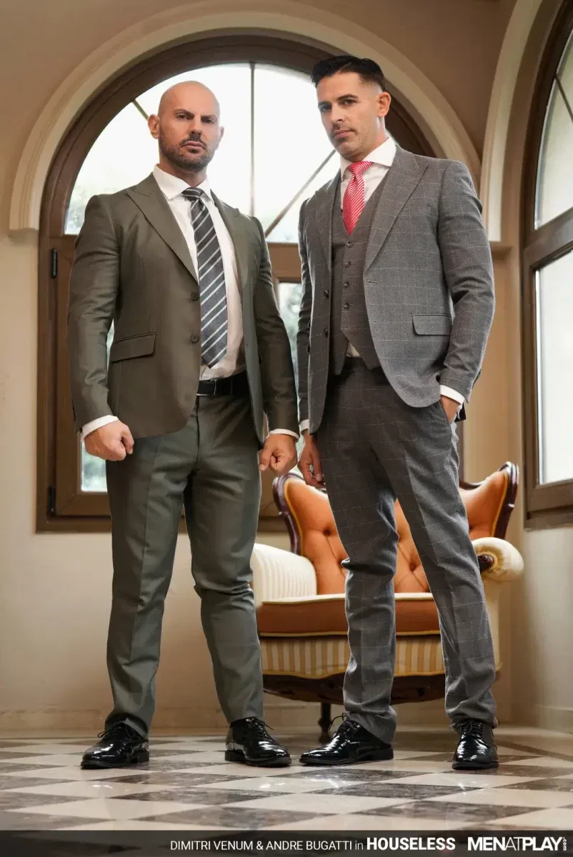 Dimitri Venum Dresses Homeless Andre Bugatti in a Nice Suit and Fucks Him Gay Porn 12