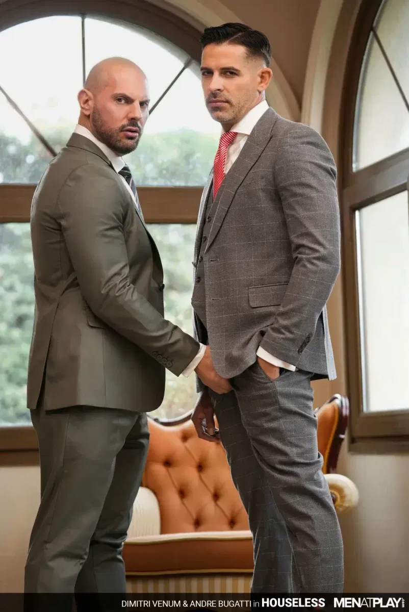 Dimitri Venum Dresses Homeless Andre Bugatti in a Nice Suit and Fucks Him Gay Porn 1