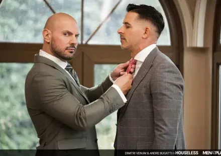 Dimitri Venum Dresses Homeless Andre Bugatti in a Nice Suit and Fucks Him Gay Porn