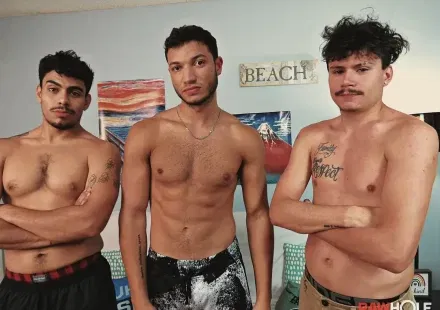 Triple Trouble: Bruce, Vincent, and Chris Do It At RawHole Gay Porn