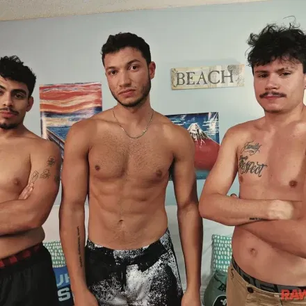 Triple Trouble: Bruce, Vincent, and Chris Do It At RawHole Gay Porn