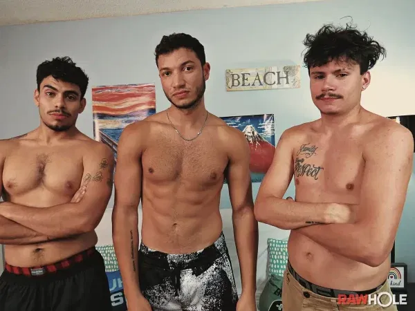 Triple Trouble: Bruce, Vincent, and Chris Do It At RawHole Gay Porn