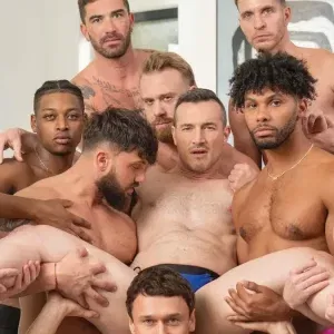 Derek Kage's First Gonzo Gangbang: A NakedSword Bareback Spectacle Gay Porn
