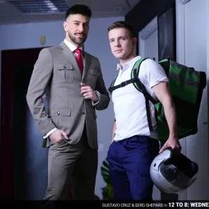 Gustavo Cruz & Serg Shepard: Office Intruder Fantasy at MenAtPlay Gay Porn