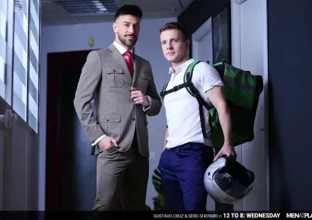 Gustavo Cruz & Serg Shepard: Office Intruder Fantasy at MenAtPlay Gay Porn