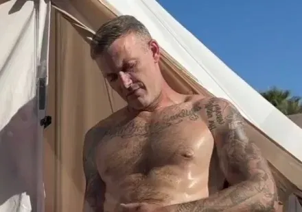 Oiled Up & Horny: Christian Wilde's Unscripted Solo Adventure Gay Porn